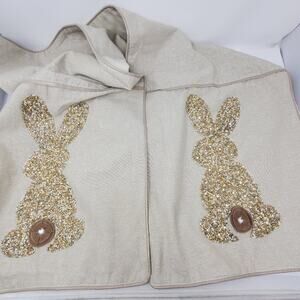 Cynthia Rowley Large  shimmer beaded Easter Bunny Theme 16.5"x91" table Runner